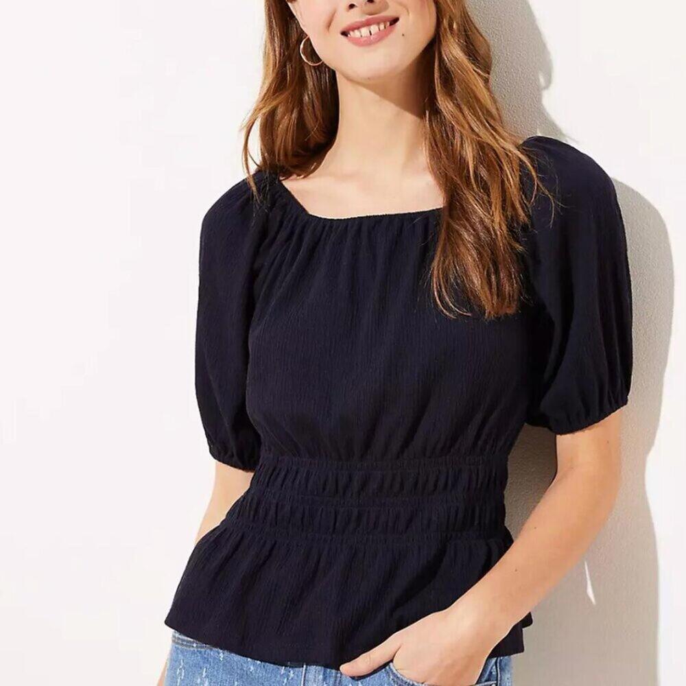 LOFT Textured Cinched Waist Top